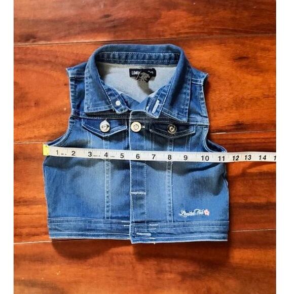 Limited Too Girls Denim Vest Size 3T – Sleeveless Jean Vest, Medium Wash - Picture 8 of 13